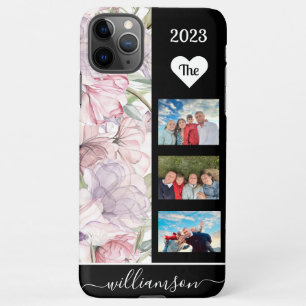 Coque iPhone 11Pro Max Aquarelle Floral ♥ Famille Photo Collage ♥