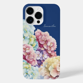 Coque Pour Pour iPhone 14 Pro Max Aquarelle Hydrangea bleu personnalisé