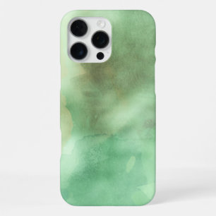 Coque iPhone 16 Pro Max Aquarelle Moderne Noir & Vert Brossé