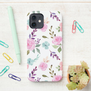 Coque iPhone 12 Aquarelle rose