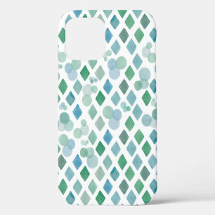 Coque iPhone 12 Aquarelle sans couture sur fond blanc avec un