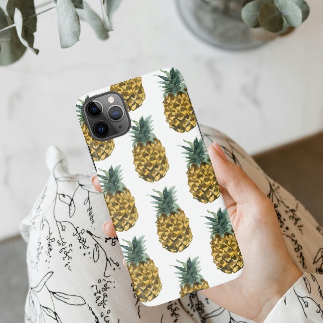 Coque iPhone Aquarelle tropicale ananas Motif sans couture (Créateur téléchargé)