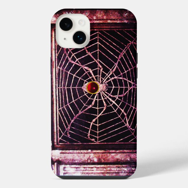 Coque iPhone ARAIGNÉE ET TOILE Rouge Rubis Noir (Verso)