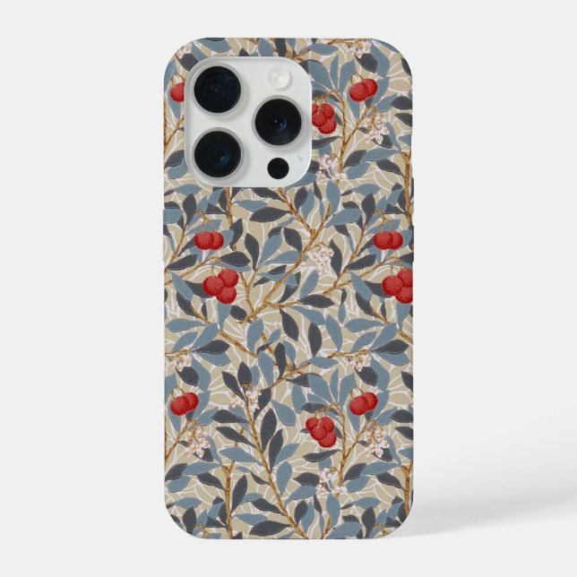 Coque iPhone Arbre à framboises rouges, William Morris (Verso)