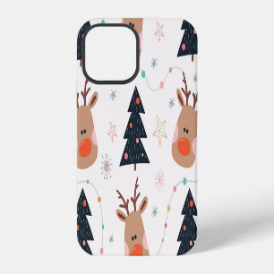 Coque iPhone 12 Arbre de rennes de Noël tiré main