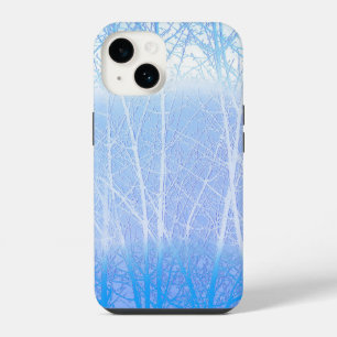 Coque Pour iPhone 14 Arbres Brumeux Givrés Bleu Bébé