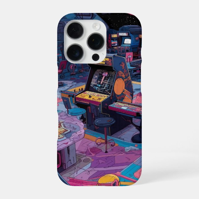Coque iPhone Arcade Rétro Futuriste dans l'Espace (Verso)