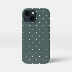Etui iPhone 13 Mini Ardoise noire gris et blanc Pois Téléphone casques