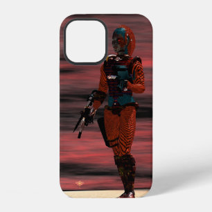 Coque iPhone 12 ARES CYBORG, COUCHER DE SOLEIL ROUGE Science-ficti