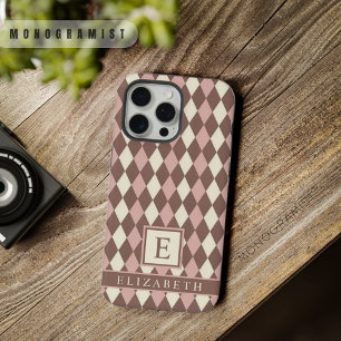 Argyle Rose Pâle Jaune Marron Personnalisable