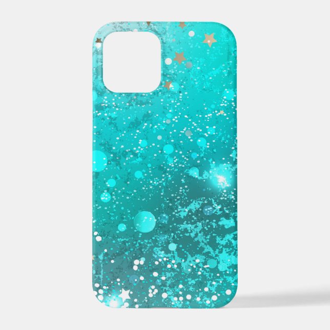Coque iPhone Arrière - plan à huile Turquoise de la menthe (Verso)