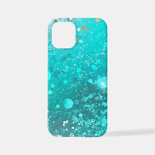 Coque iPhone Arrière - plan à huile Turquoise de la menthe (Verso)
