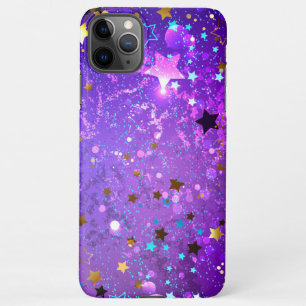 Coque iPhone 11Pro Max Arrière - plan de feuille violet avec étoiles