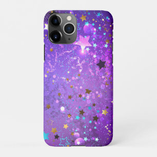 Coque iPhone 11Pro Arrière - plan de feuille violet avec étoiles