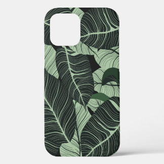 Coque iPhone 12 Arrière - plan feuille de luxe nature. Modèle flor