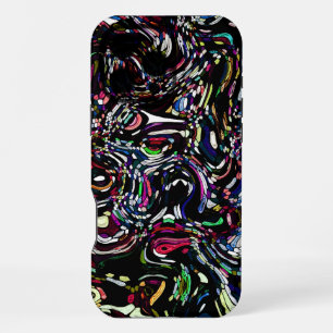 Coque iPhone 16 Pro Max Art abstrait Tourbillon noir rouge