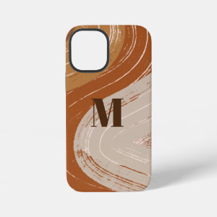 Coque iPhone 12 Mini Art Boho Abstrait, Tons Terreux
