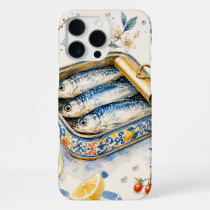 Coque iPhone 16 Pro Max Art d'aquarelle de sardine sicilienne