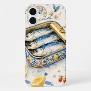 Coque iPhone 16 Plus Art d'aquarelle de sardine sicilienne