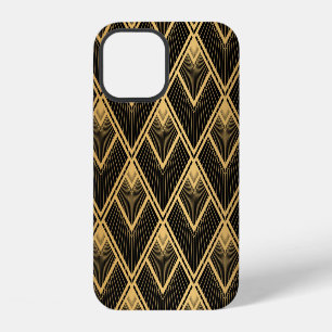 Coque iPhone 12 Art Deco Noir Or : Géométrique