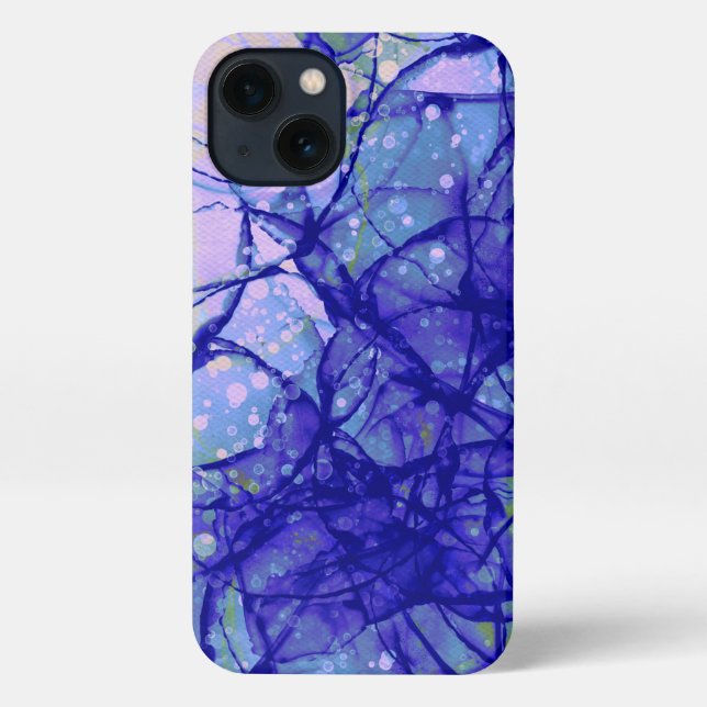 Coque iPhone Art fluide Abstrait Lilac Bleu (Verso)