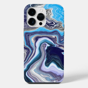 Coque Pour Pour iPhone 14 Pro Max Art fluide Blue Marble