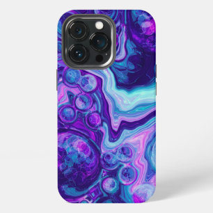 Etui iPhone 13 Pro Art fluide Bokeh Marbre Violet, Bleu, Rose  