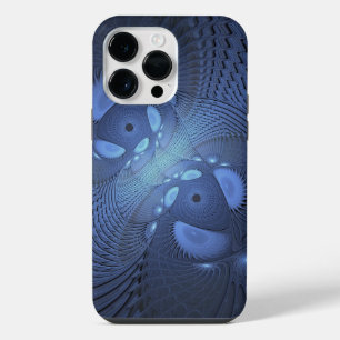 Coque Pour Pour iPhone 14 Pro Max Art fractal abstrait moderne bleu crépusculaire te