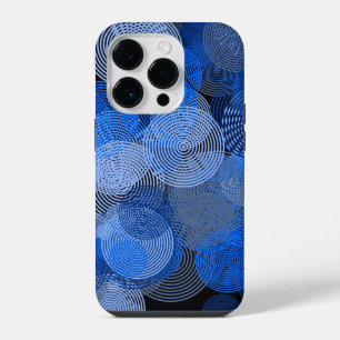 Coque Pour iPhone 14 Plus Art fractal mandala de cercles géométriques bleus