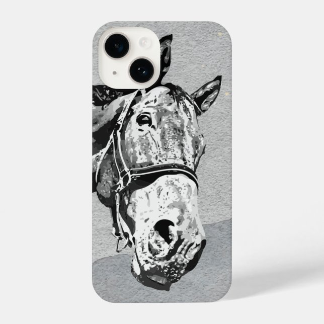 Coque iPhone Art graphique amusant Cheval Curieux de vous regar (Verso)