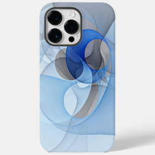 Coque Pour Pour iPhone 14 Pro Max Art graphique fractal abstrait bleu gris moderne