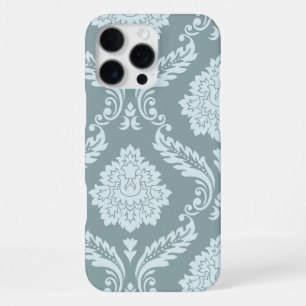 Coque iPhone 16 Pro Max Art Rococo Damassé I Bleu de Canard Œuf+Turquoise