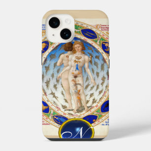 COQUE POUR iPhone 14 ASTROLOGIE ANTIQUE, SIGNES ZODIAQUES MONOGRAMME BL
