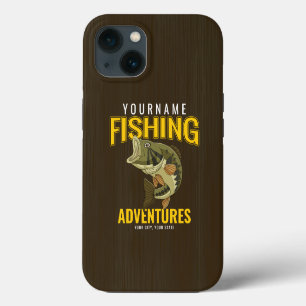 Etui iPhone 13 Aventures de pêche personnalisées Bass Fish Angler