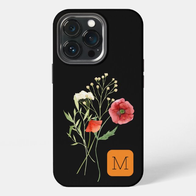 Coque iPhone Awesome noir arrière - plan Féminine initiale flor (Dos)