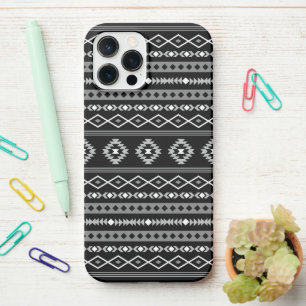 Coque iPhone 12 Pro Max Aztec blanc gris noir Motifs mélangés Motif