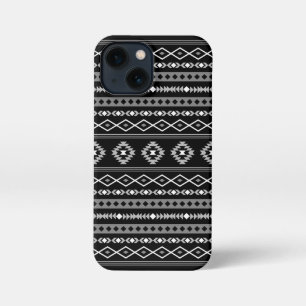 Etui iPhone 13 Mini Aztec blanc gris noir Motifs mélangés Motif