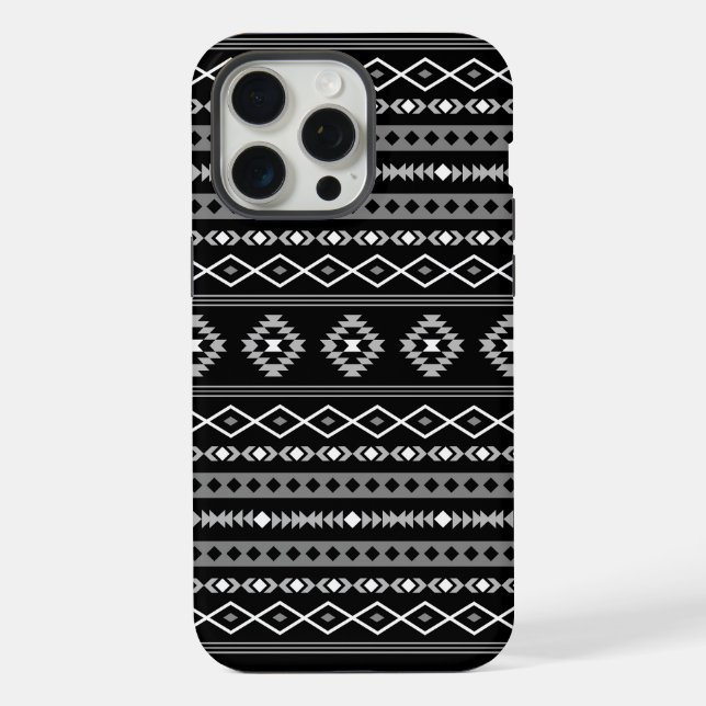 Coque iPhone Aztec blanc gris noir Motifs mélangés Motif (Verso)