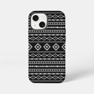 Etui iPhone 13 Mini Aztec blanc gris noir Motifs mélangés Motif