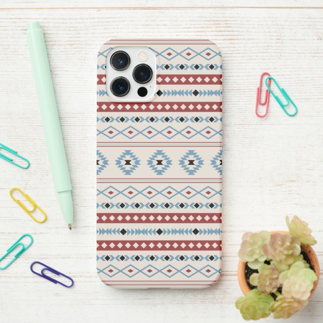 Coque iPhone Aztec Blue Red Black Cream Mixte Motifs Motif (Sur le bureau)