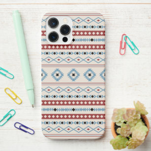 Coque iPhone 12 Pro Max Aztec Blue Red Black Cream Mixte Motifs Motif