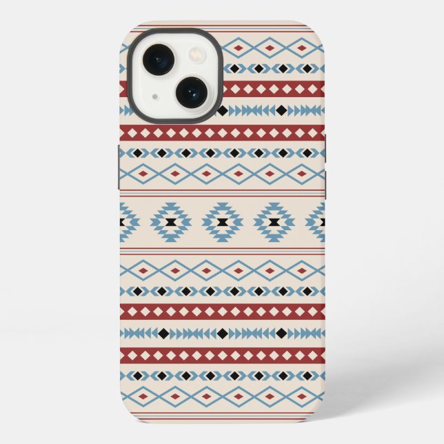 Coque iPhone Aztec Blue Red Black Cream Mixte Motifs Motif (Verso)