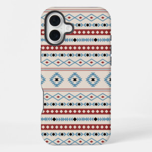 Coque iPhone 16 Plus Aztec Blue Red Black Cream Mixte Motifs Motif
