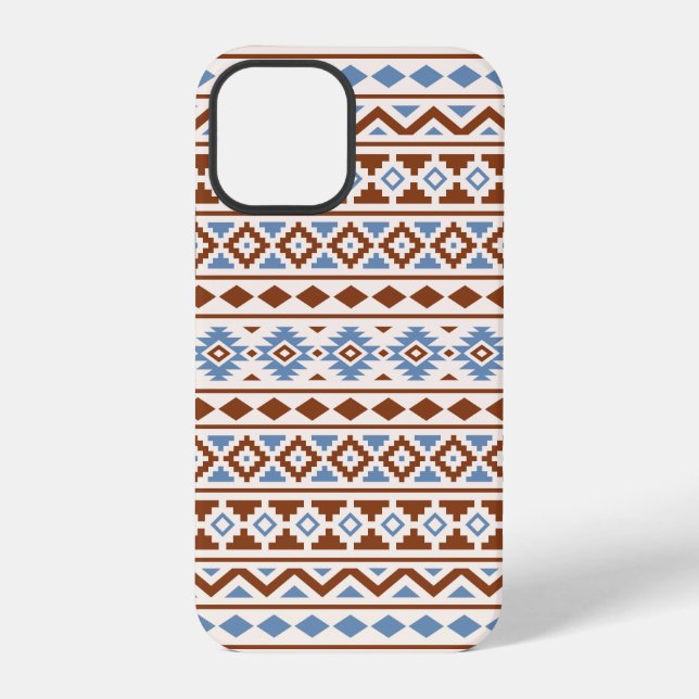 Coque iPhone Aztec Essence Motif II Crème bleu rouille (Verso)