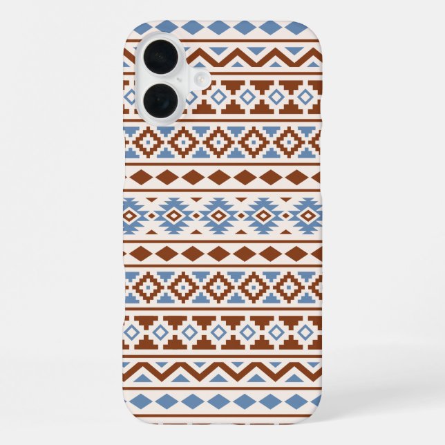 Coque iPhone Aztec Essence Motif II Crème bleu rouille (Verso)