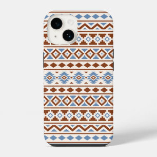 Coque Pour iPhone 14 Aztec Essence Motif II Crème bleu rouille