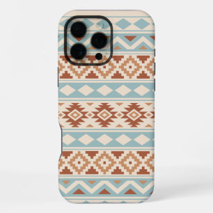 Coque iPhone 16 Pro Max Aztec Essence Ptn III b Crème Terracottas Bleues