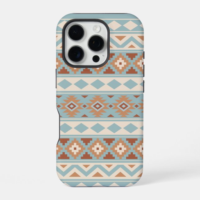 Coque iPhone Aztec Essence Ptn IIIb Blue Cream Terracottas (Verso)