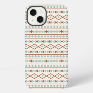 Etui iPhone 13 Aztec Formes Motif rouille crème Turquoise
