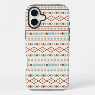 Coque iPhone 16 Plus Aztec Formes Motif rouille crème Turquoise